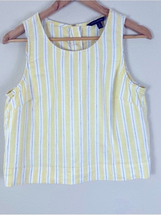 Tops - Yellow and White Sleeveless Top